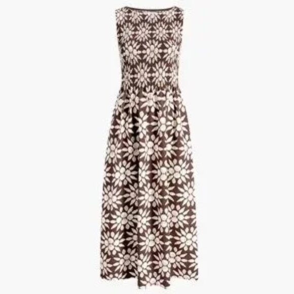 Hillhouse Home The Cosima Nap Dress Chocolate Shell Mosaic Crepe Large - Picture 2 of 6